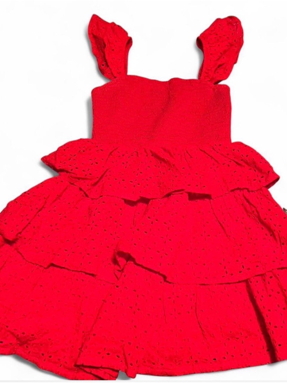 Altar'd State Red Eyelet Tiered Mini Dress